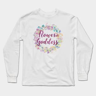 Flower Goddess | Floral Wreath | Watercolor Long Sleeve T-Shirt